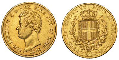 Regno di Sardegna. Carlo Alberto di Savoia, 1831-1849. 20 Lire 1849. Genova.