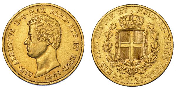 REGNO DI SARDEGNA. CARLO ALBERTO DI SAVOIA, 1831-1849. 20 Lire 1849. Genova.