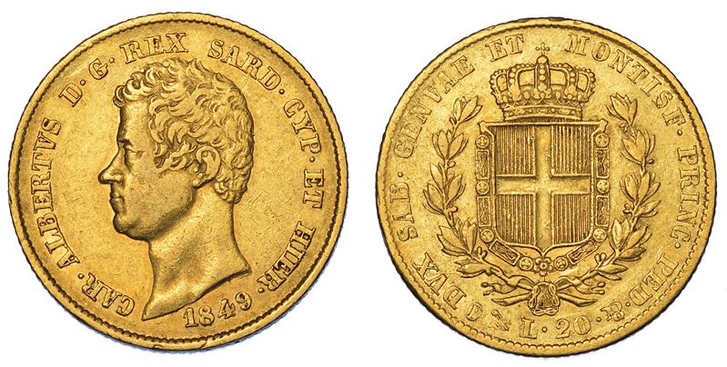REGNO DI SARDEGNA. CARLO ALBERTO DI SAVOIA, 1831-1849. 20 Lire 1849. Genova.  - Asta Numismatica - Cambi Casa d'Aste
