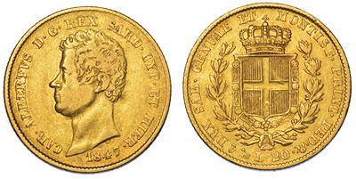 Regno di Sardegna. Carlo Alberto di Savoia, 1831-1849. 20 Lire 1847. Genova.