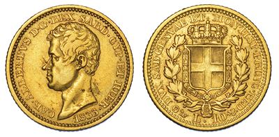 Regno di Sardegna. Carlo Alberto di Savoia, 1831-1849. 10 Lire 1833. Genova.