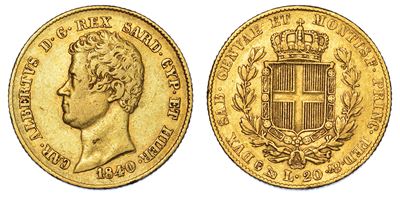 Regno di Sardegna. Carlo Alberto di Savoia, 1831-1849. 20 Lire 1840. Genova.