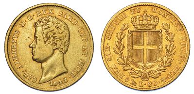 Regno di Sardegna. Carlo Alberto di Savoia, 1831-1849. 20 Lire 1842. Genova.