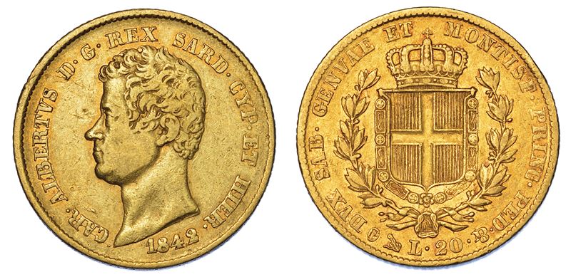 REGNO DI SARDEGNA. CARLO ALBERTO DI SAVOIA, 1831-1849. 20 Lire 1842. Genova.  - Asta Numismatica - Cambi Casa d'Aste