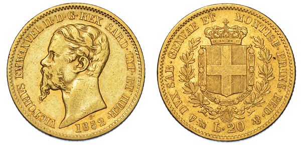 REGNO DI SARDEGNA. VITTORIO EMANUELE II DI SAVOIA, 1849-1861. 20 Lire 1852. Genova.