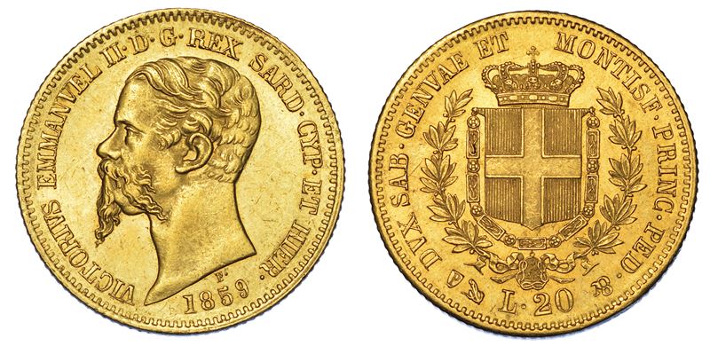 REGNO DI SARDEGNA. VITTORIO EMANUELE II DI SAVOIA, 1849-1861. 20 Lire 1859. Genova.  - Auction Numismatics - Cambi Casa d'Aste