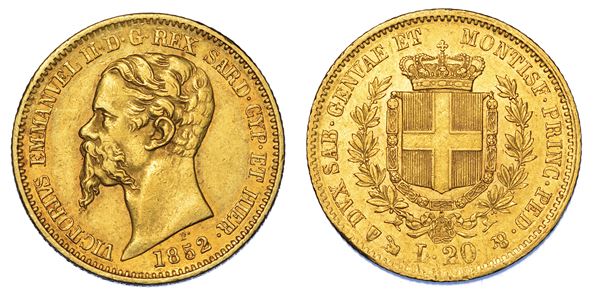 REGNO DI SARDEGNA. VITTORIO EMANUELE II DI SAVOIA, 1849-1861. 20 Lire 1852. Genova.