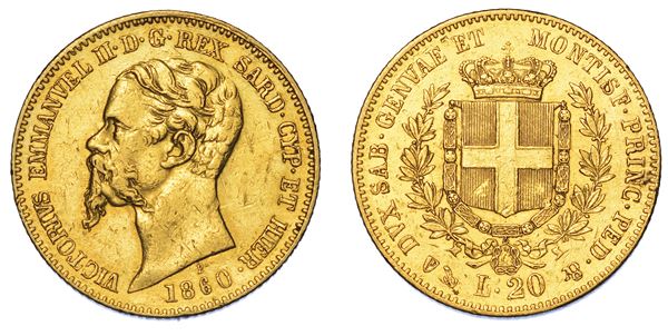 REGNO DI SARDEGNA. VITTORIO EMANUELE II DI SAVOIA, 1849-1861. 20 Lire 1860. Genova.
