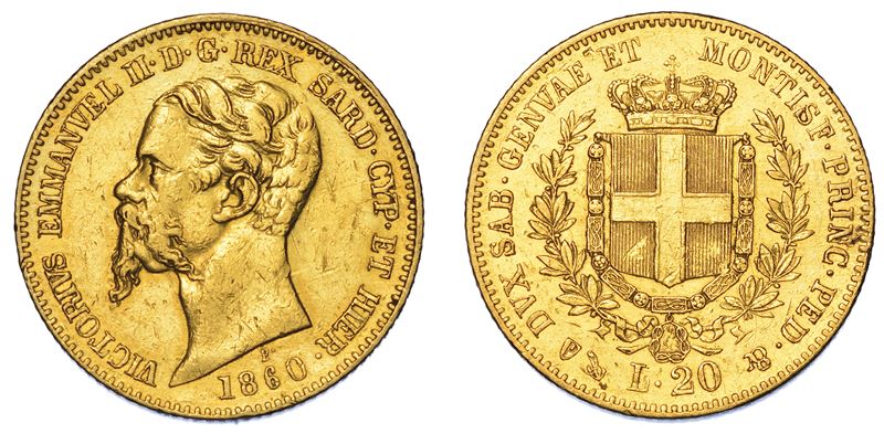 REGNO DI SARDEGNA. VITTORIO EMANUELE II DI SAVOIA, 1849-1861. 20 Lire 1860. Genova.  - Auction Numismatics - Cambi Casa d'Aste