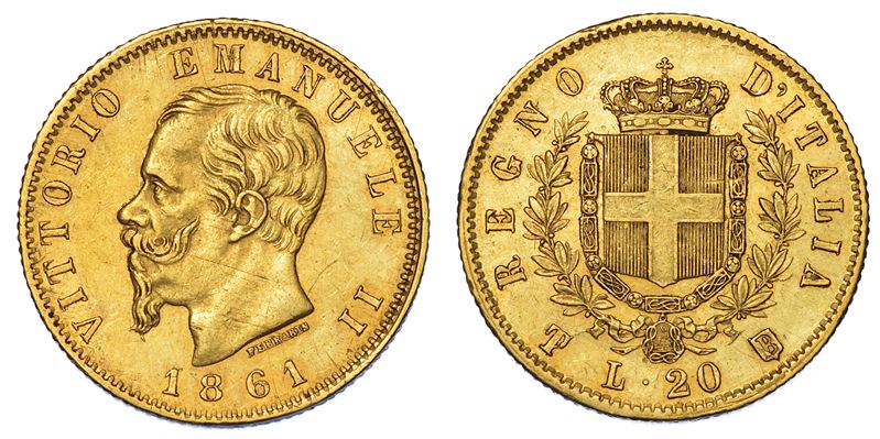 REGNO D'ITALIA. VITTORIO EMANUELE II DI SAVOIA, 1861-1878. 20 Lire 1861. Torino.  - Auction Numismatics - Cambi Casa d'Aste