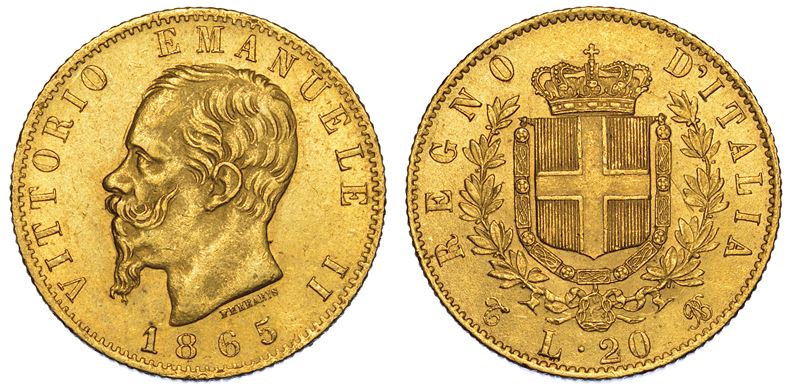 REGNO D'ITALIA. VITTORIO EMANUELE II DI SAVOIA, 1861-1878. 20 Lire 1865. Torino.  - Auction Numismatics - Cambi Casa d'Aste