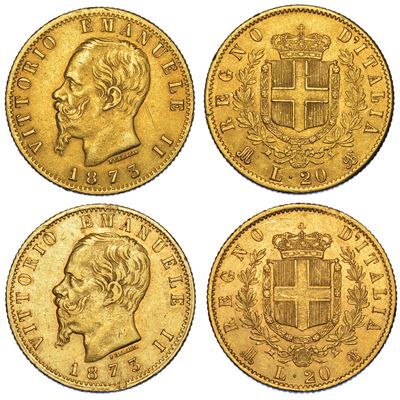 Regno D'italia. Vittorio Emanuele II di Savoia, 1861-1878. Lotto di Due Monete.