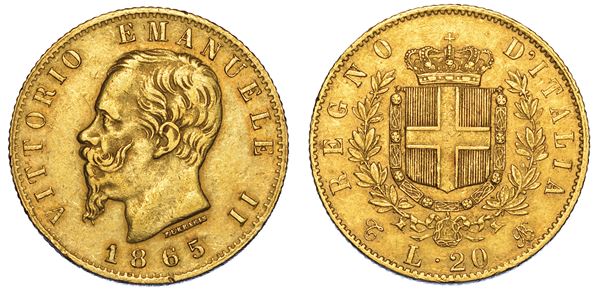 REGNO D'ITALIA. VITTORIO EMANUELE II DI SAVOIA, 1861-1878. 20 Lire 1865. Torino.