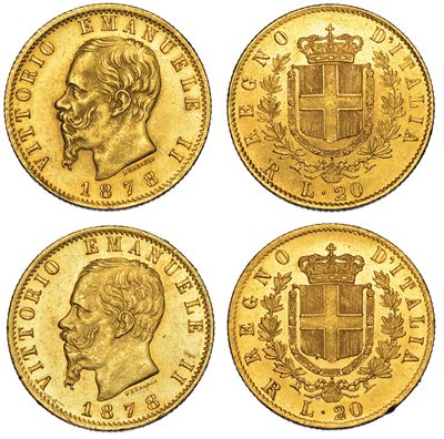 Regno D'italia. Vittorio Emanuele II di Savoia, 1861-1878. Lotto di Due Monete.