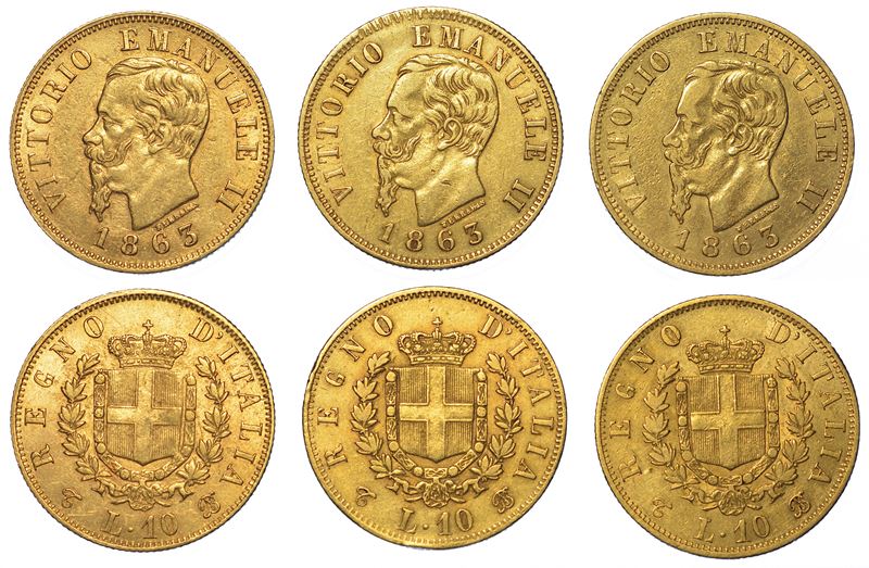 REGNO D'ITALIA. VITTORIO EMANUELE II DI SAVOIA, 1861-1878. Lotto di tre monete.  - Auction Numismatics - Cambi Casa d'Aste