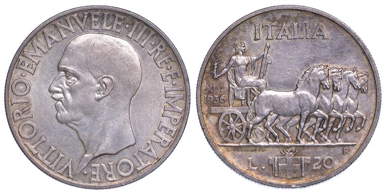 REGNO D’ITALIA. VITTORIO EMANUELE III DI SAVOIA, 1900-1946. 20 Lire 1936/A. XIV. Impero.  - Asta Numismatica - Cambi Casa d'Aste