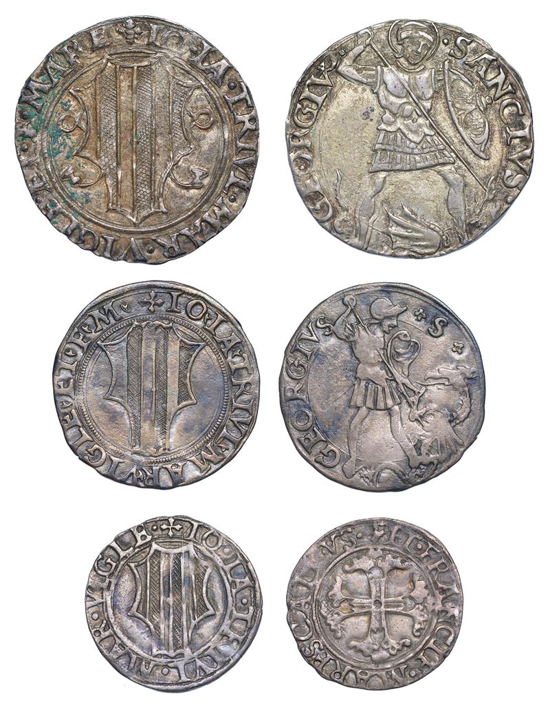 MESOCCO. GIAN GIACOMO TRIVULZIO, 1487-1518. Lotto di tre monete.  - Asta Numismatica - Cambi Casa d'Aste