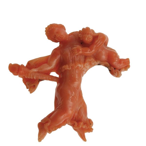 Coral and gold brooch