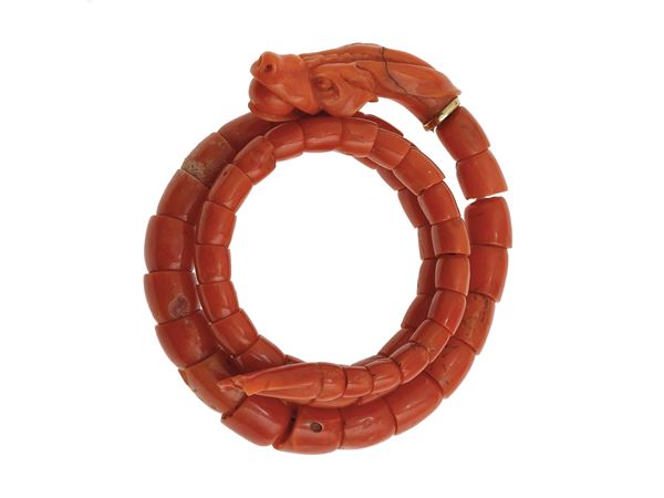 Coral "Dragon" bracelet