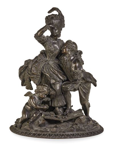 Scena Galante con Amorino. Fonditore del XIX-XX Secolo