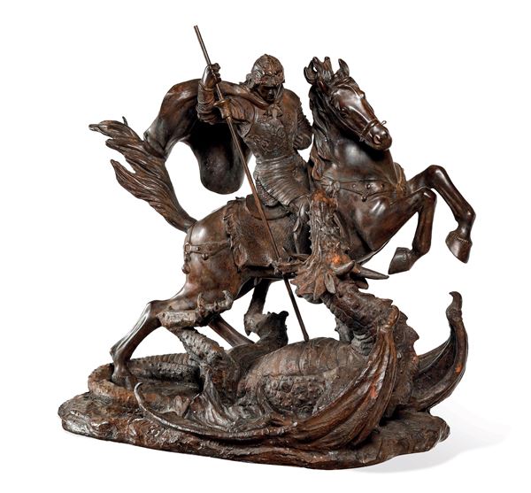 Fonditore del XIX secolo San Giorgio con il drago