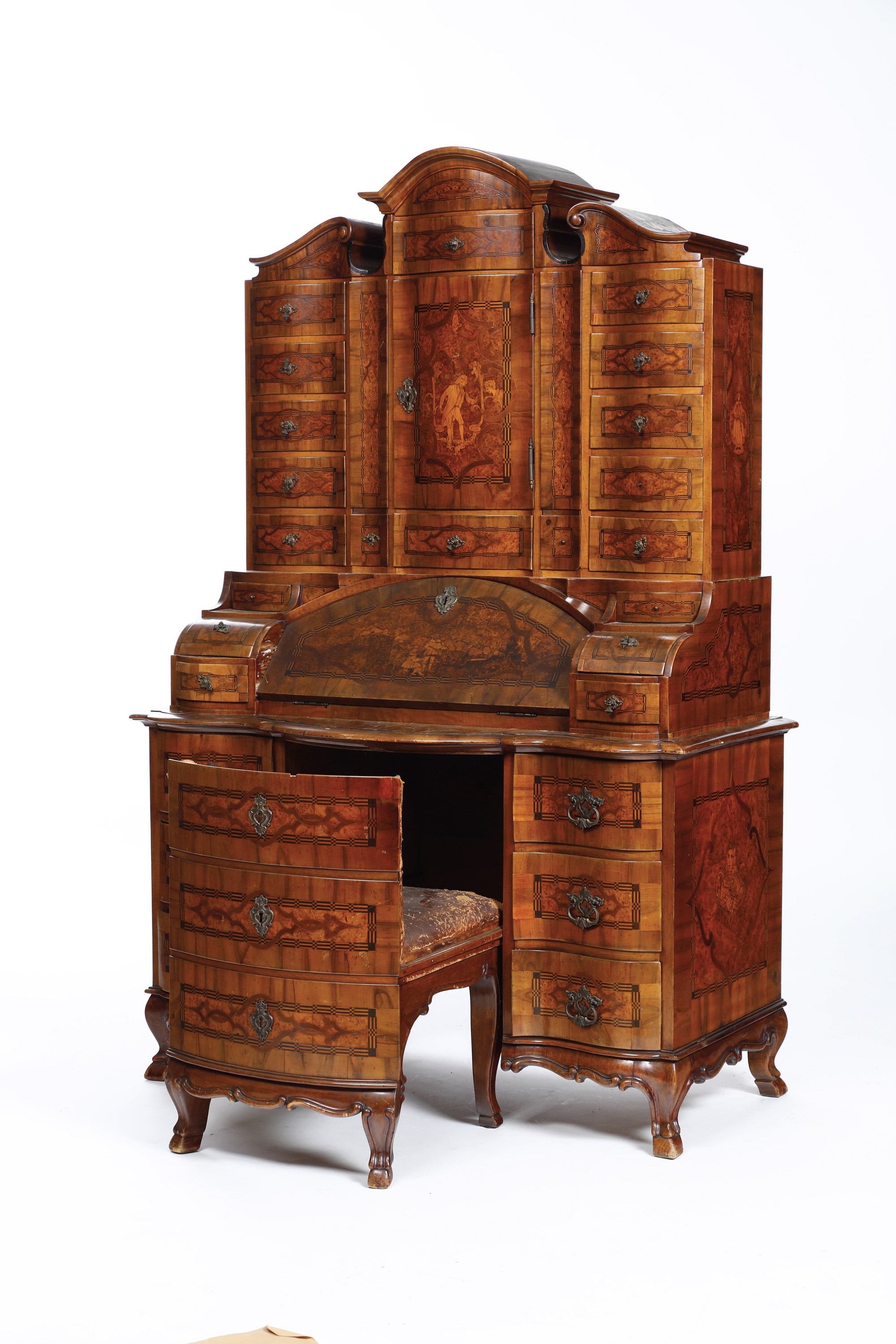 Secretaire con Alzata Lastronato ed Intarsiato. Austria o Germania XVIII-XIX Secolo
