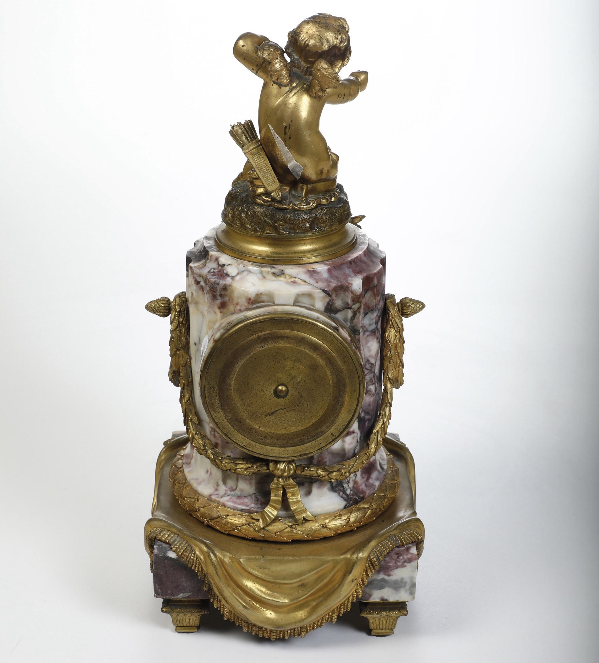 Pendola da Tavolo in Marmo e Bronzo Dorato. Francia, XIX Secolo