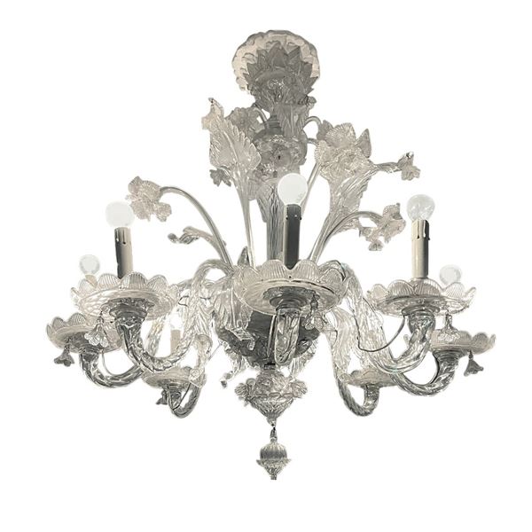 Coppia di lampadari in vetro di Murano, XX secolo