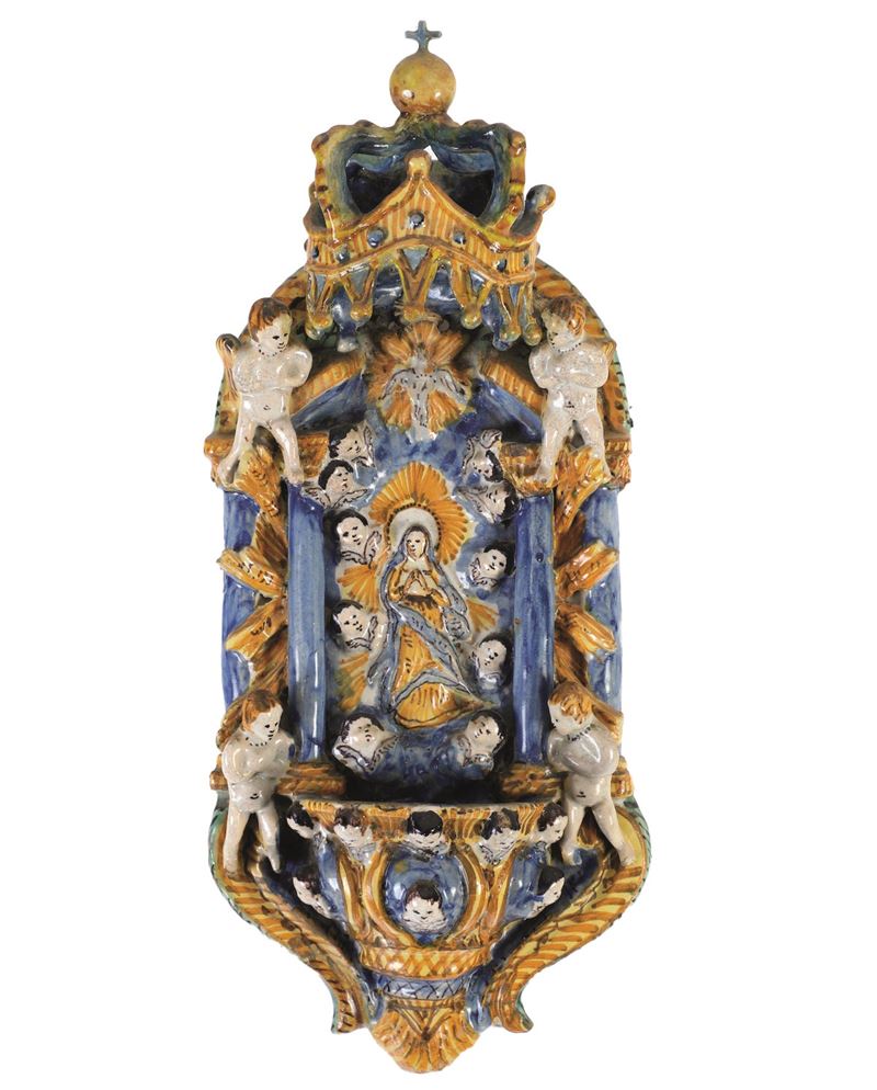 Acquasantiera Campania, Napoli o Ischia, XIX secolo  - Asta Sei Secoli di Arti e Arredi - III - Cambi Casa d'Aste