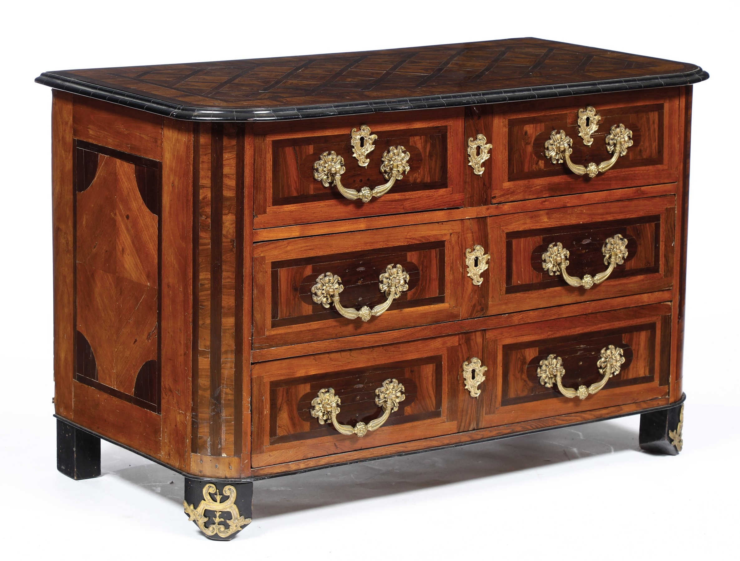 Commode Lastronata e Intarsiata. Francia, XVIII Secolo