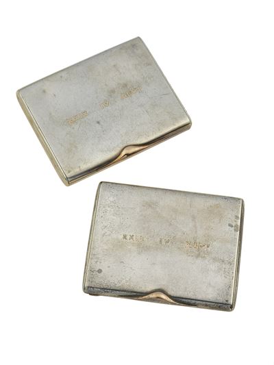Due vanity case, argento e argento dorato, datate “XXIX - IV - XLVI”