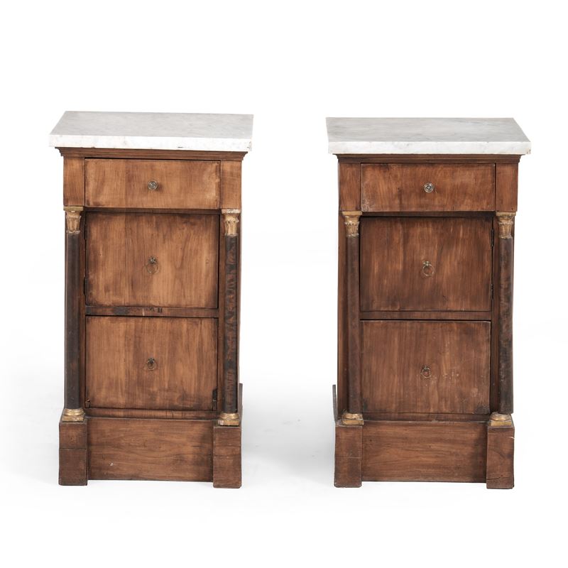 Coppia di comodini Impero lastronati. XIX secolo  - Auction Antiques - Cambi Casa d'Aste