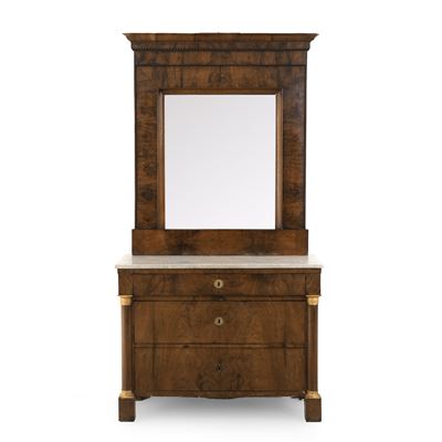 Cassettone con Specchiera Impero Lastronati. XIX Secolo