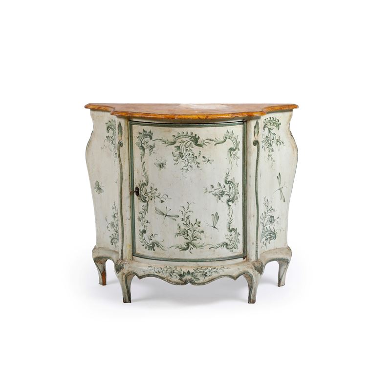 Mobiletto ad un'anta con decorazioni floreali. XIX-XX secolo  - Auction Antiques - Cambi Casa d'Aste