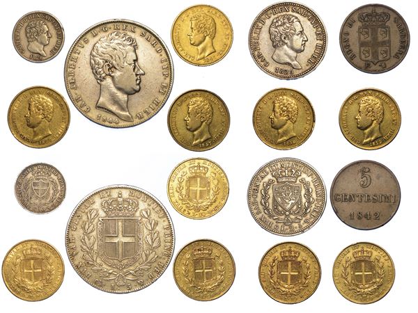 REGNO DI SARDEGNA. Lotto di nove monete.