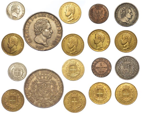 REGNO DI SARDEGNA. Lotto di nove monete.