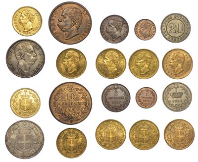 Regno D’italia. Umberto i di Savoia, 1878-1900. Lotto di Dieci Monete.