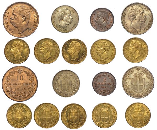 REGNO D’ITALIA. UMBERTO I DI SAVOIA, 1878-1900. Lotto di nove monete.