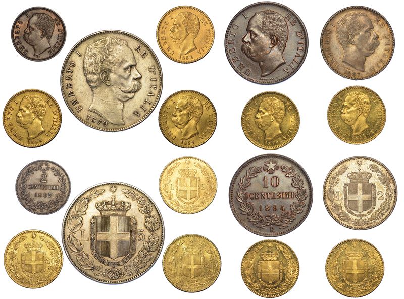 REGNO D’ITALIA. UMBERTO I DI SAVOIA, 1878-1900. Lotto di nove monete.  - Auction Numismatics - Cambi Casa d'Aste