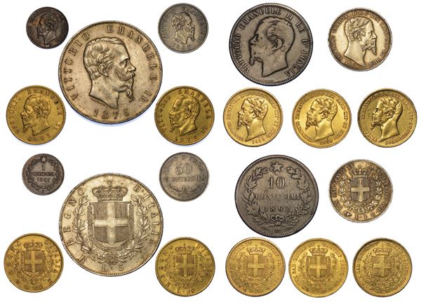 CASA SAVOIA. VITTORIO EMANUELE II DI SAVOIA, 1849-1878. Lotto di dieci monete.
