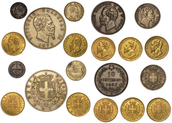 CASA SAVOIA. VITTORIO EMANUELE II DI SAVOIA, 1849-1878. Lotto di dieci monete.