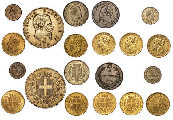 CASA SAVOIA. VITTORIO EMANUELE II DI SAVOIA, 1849-1878. Lotto di dieci monete.