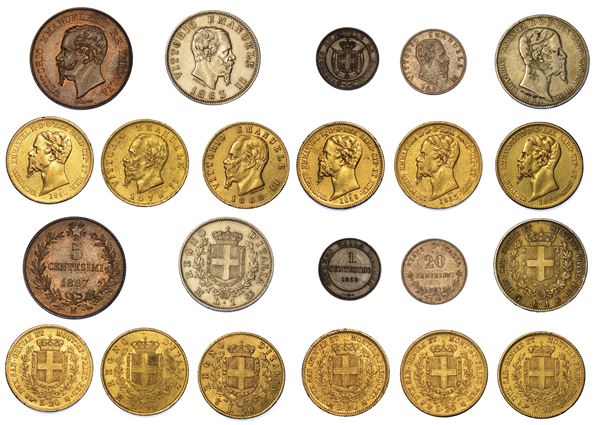 CASA SAVOIA. VITTORIO EMANUELE II DI SAVOIA, 1849-1878. Lotto di undici monete.