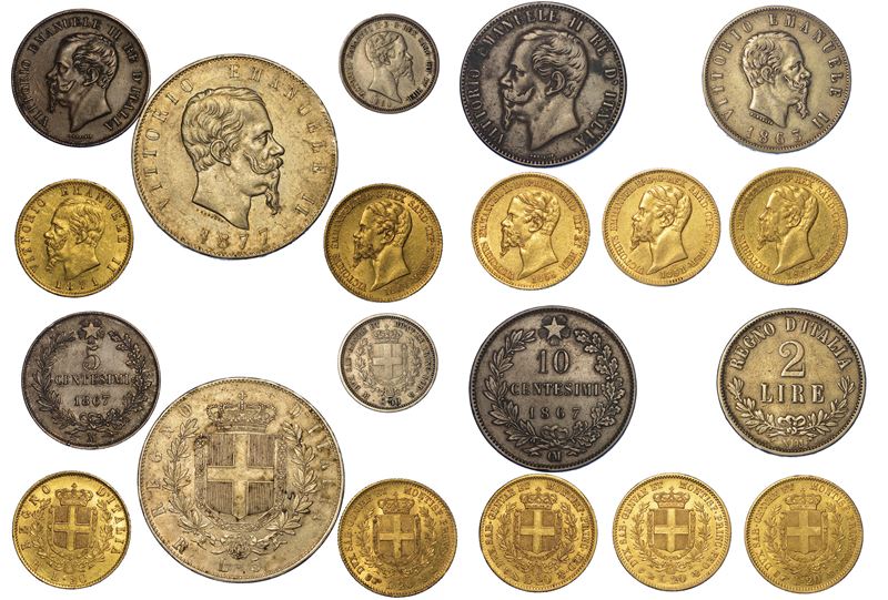 CASA SAVOIA. VITTORIO EMANUELE II DI SAVOIA, 1849-1878. Lotto di dieci monete.  - Asta Numismatica - Cambi Casa d'Aste