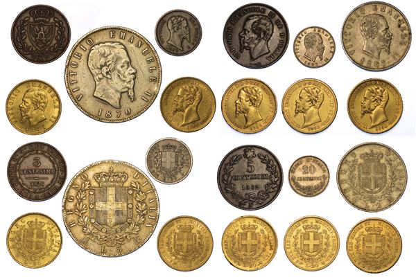CASA SAVOIA. VITTORIO EMANUELE II DI SAVOIA, 1849-1878. Lotto di undici monete.