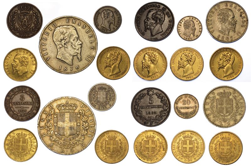 CASA SAVOIA. VITTORIO EMANUELE II DI SAVOIA, 1849-1878. Lotto di undici monete.  - Auction Numismatics - Cambi Casa d'Aste