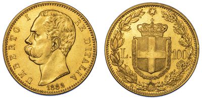 Regno D'italia. Umberto i di Savoia, 1878-1900. 100 Lire 1883.