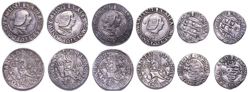 MILANO. GALEAZZO MARIA SFORZA, 1466-1476. Lotto di sei monete.  - Auction Numismatics - Cambi Casa d'Aste