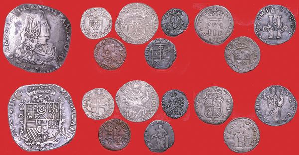 MILANO - DOMINAZIONI FRANCESE E SPAGNOLA. Lotto di nove monete.