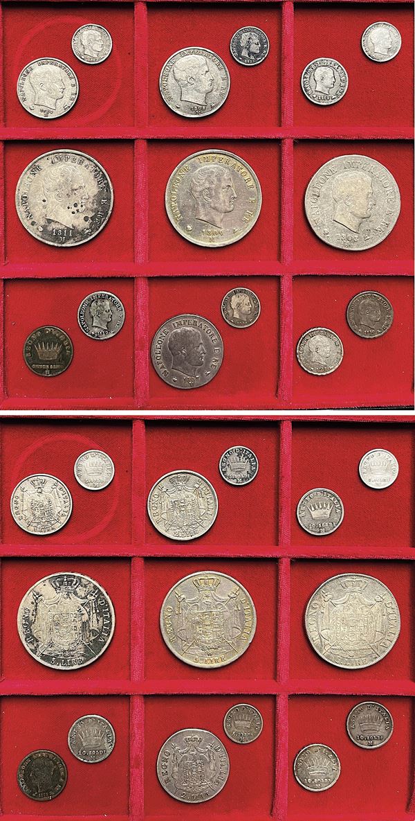 MILANO. NAPOLEONE, 1805-1814. Lotto di quindici monete.